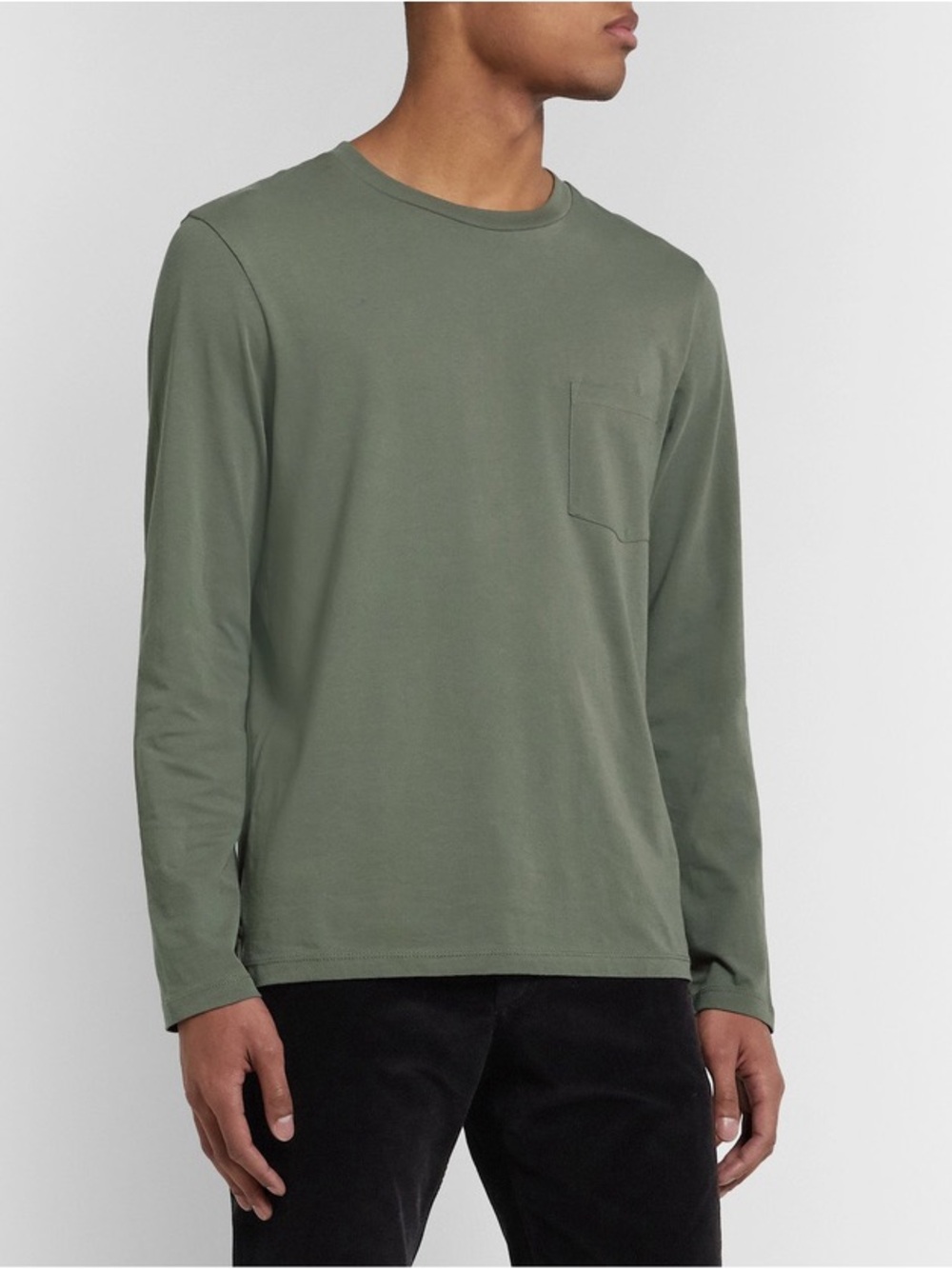 NWT Club Monaco Men's Long-Sleeve Pocket T-Shirt - Olive